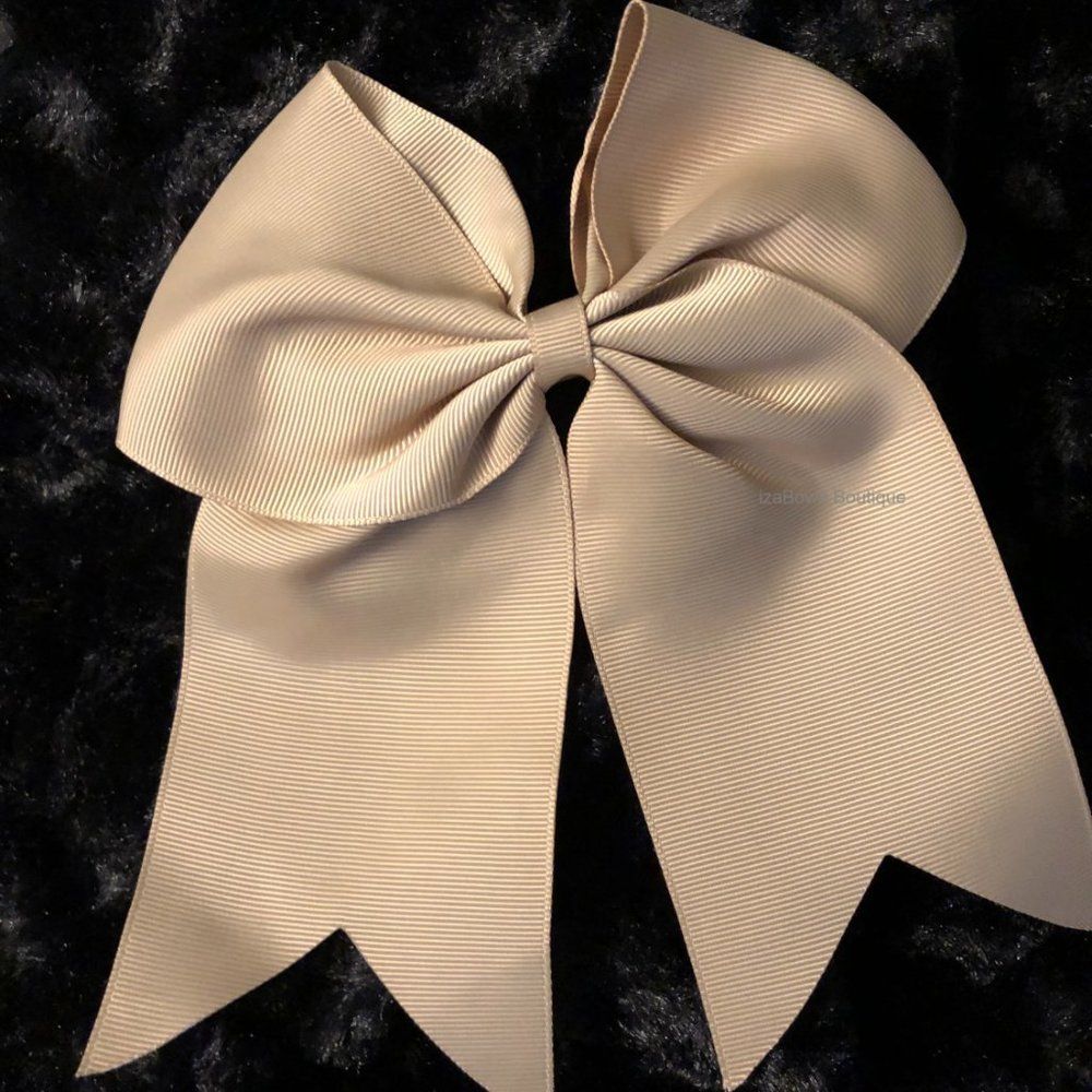 Taupe Solid Cheer Bow 5B2507 Handmade NWT Boutique - Picture 1 of 3